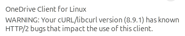 OneDrive curl error screenshot